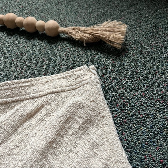 ZARA Cream White Cotton Tweed A-line Full Circl Midi Maxi Fringe Modest Skirt XL - Picture 11 of 16